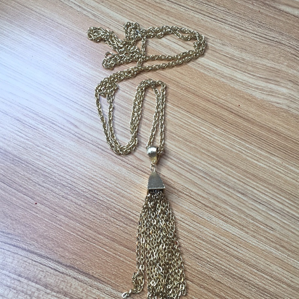 Vintage Long chain gold dangle necklace